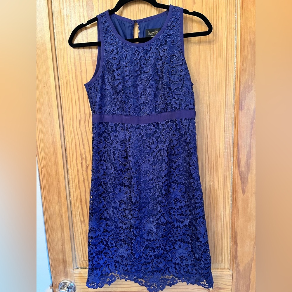 Laundry By Shelli Segal Navy Lace Midi Dress
